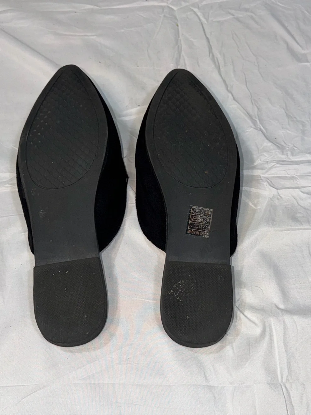 SHEIN Black Suede Pointed Toe Flat Mules Gold Horsebit Buckle Slide Loafers 11 - Picture 7 of 7